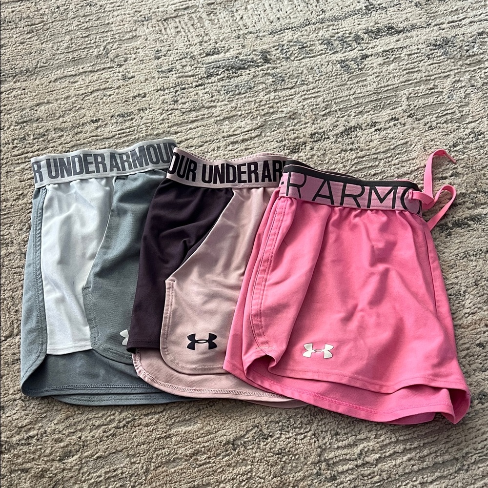 Under Armour Gray, light pink/purple, and Pink Shorts Set